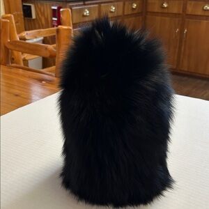 Black Fox Fur Knitted Hat